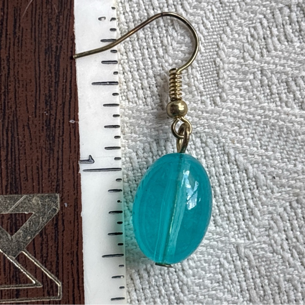 Elegant Blue-Green Necklace and Earring Set Lucite Acrylic Choker vintage - Picture 6 of 8